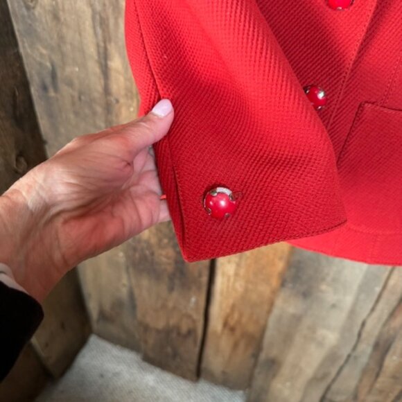 Emanuel Ungaro Red Wool/Silk Double Fitted Blazer - Size 4 - Picture 7 of 13